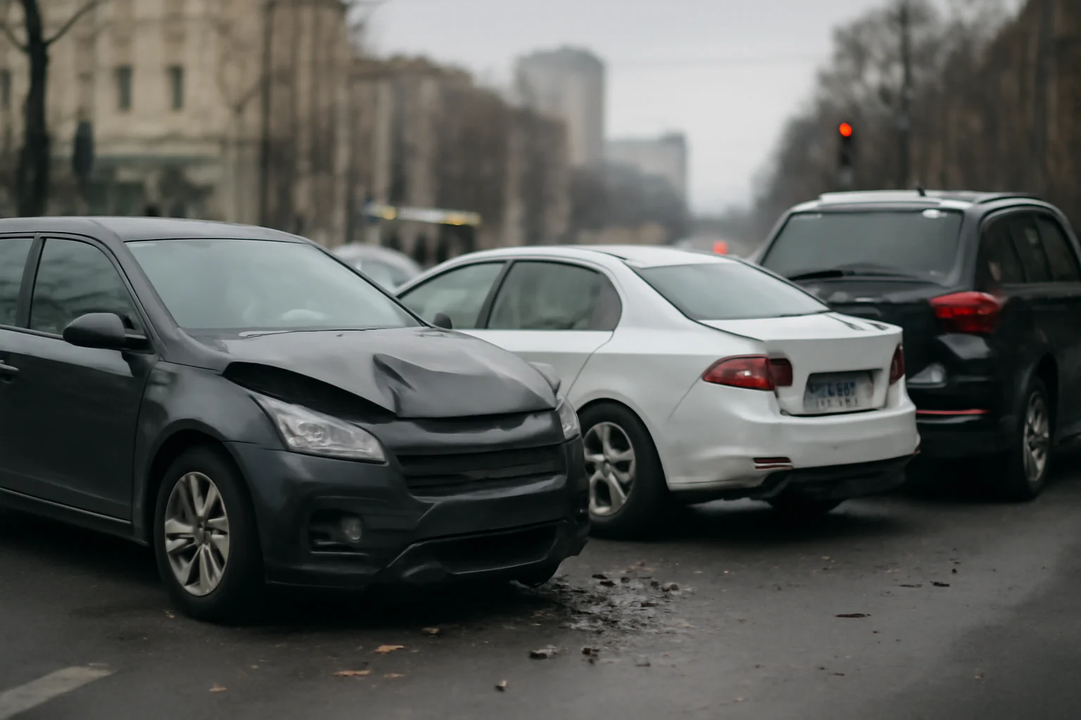 Accident în lanţ în Capitală: Şoferiţă cercetată după ce a fugit de la locul accidentului