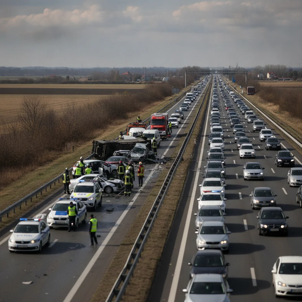 Accident pe A2 spre București: Două persoane rănite, trafic restricționat