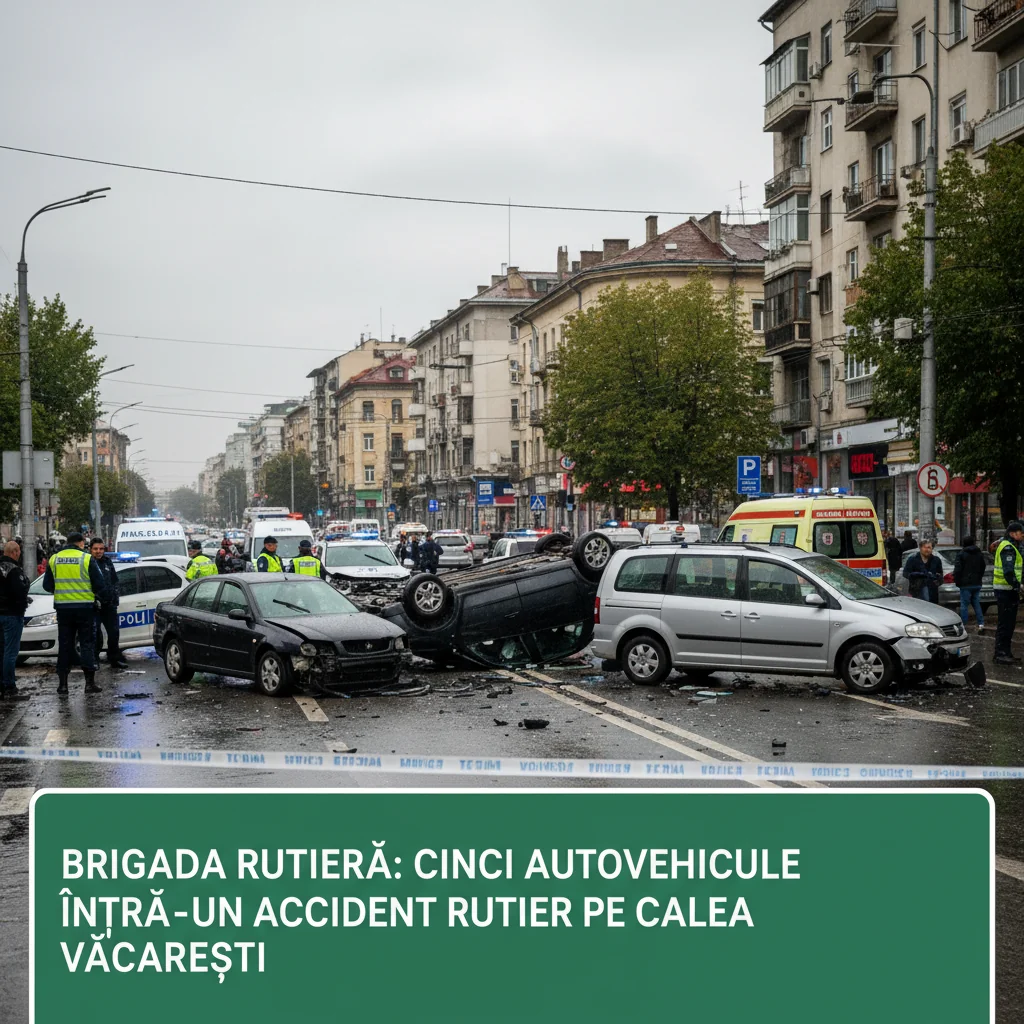 Accident rutier cu cinci autovehicule pe Calea Văcăreşti, anunță Brigada Rutieră