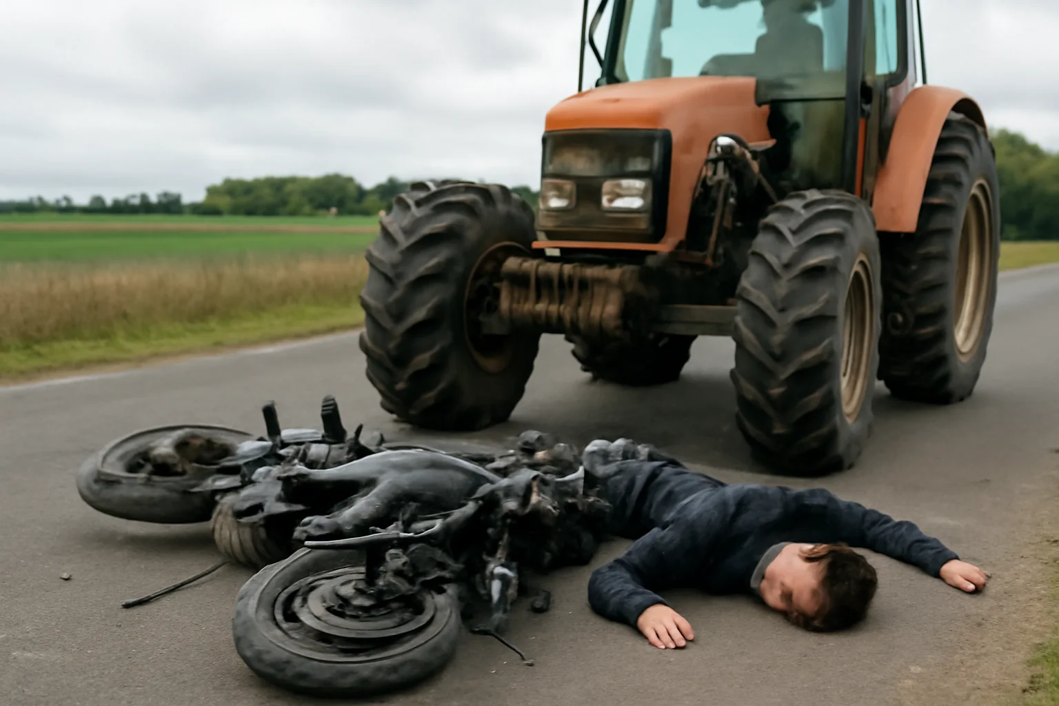 Adolescent de 17 ani moare după ce un tractor îi trece peste motocicletă