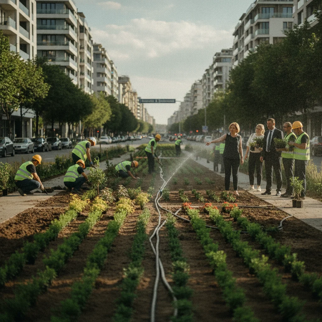 Amenajări peisagistice pe Bulevardul A. Șerbănescu, Sector 1