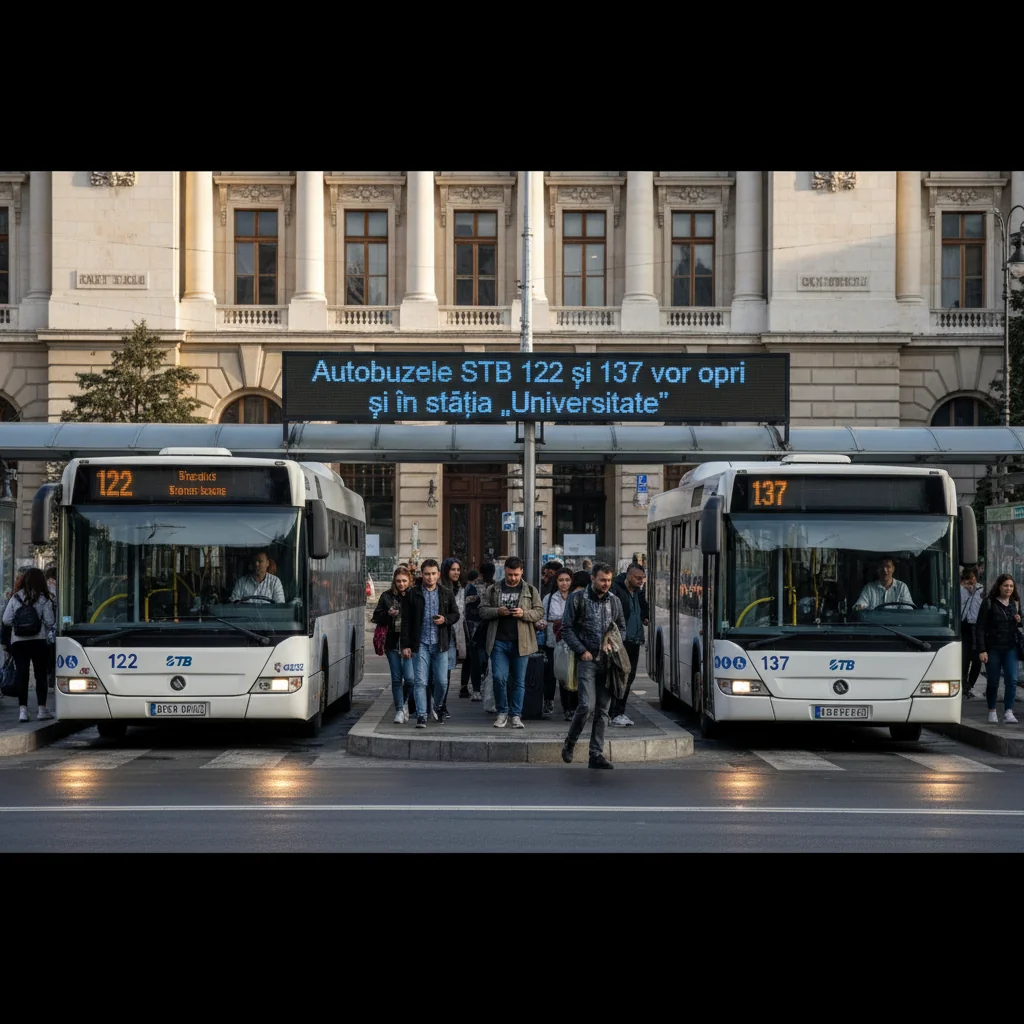 Autobuzele STB 122 și 137 vor opri din 14 ianuarie și în stația „Universitate” din București