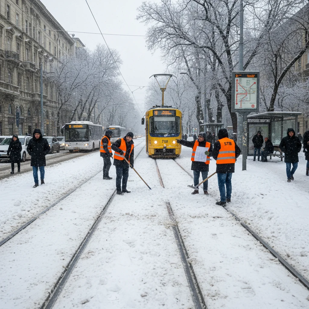 Autobuzele STB revin pe carosabil în București din cauza ninsorilor anunțate