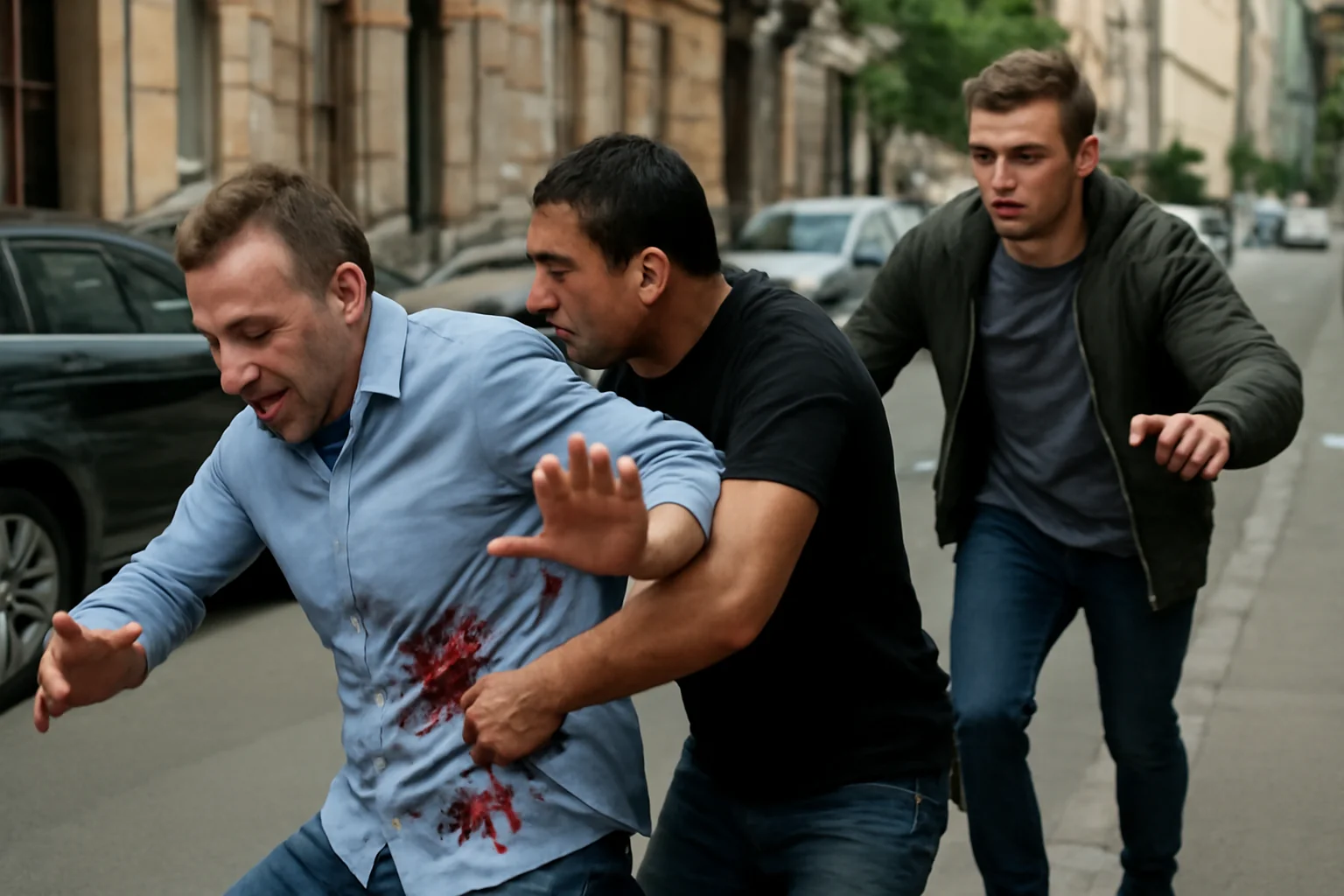 Bărbat înjunghiat pe stradă în timp ce încerca să oprească o ceartă. Agresorul, rapid capturat!