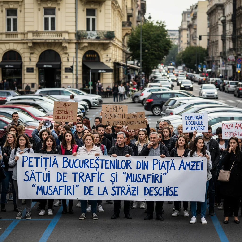 Bucureștenii din Piața Amzei cer restricții de circulație urgente