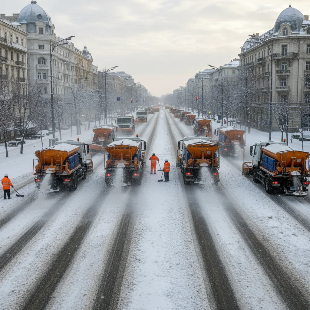 București: 500 de tone de sare împrăștiate în 12 ore pentru deszăpezirea Sectorului 1