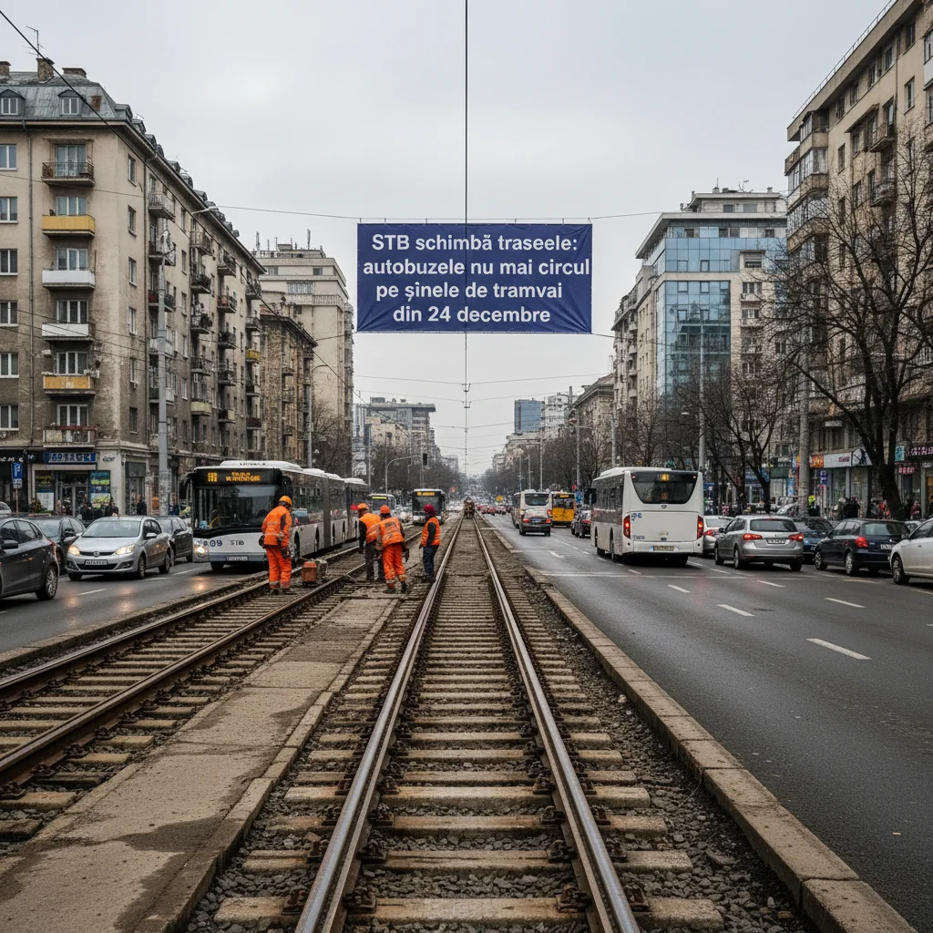 București: STB mută autobuzele de pe șinele de tramvai pe carosabil din 24 decembrie