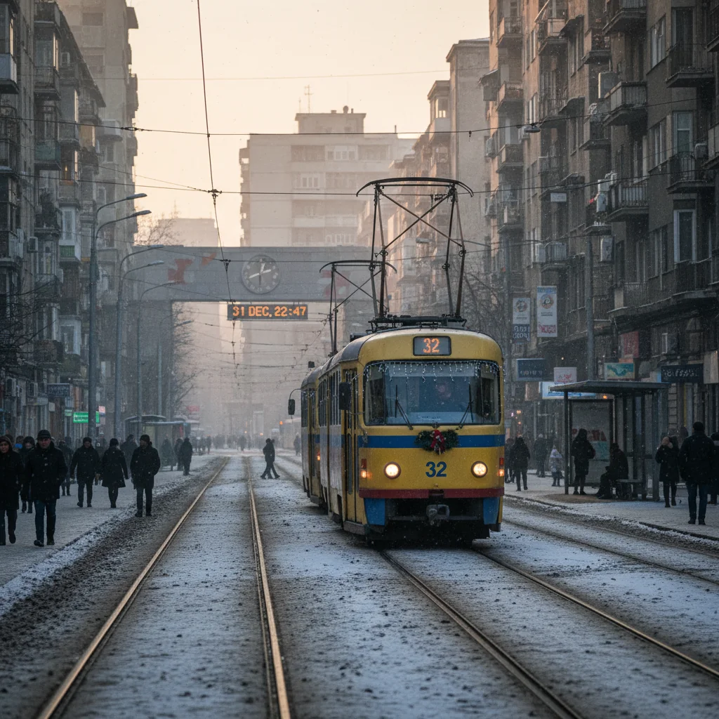 București: ultima zi din an cu tramvaiul 32 pe șinele din Rahova