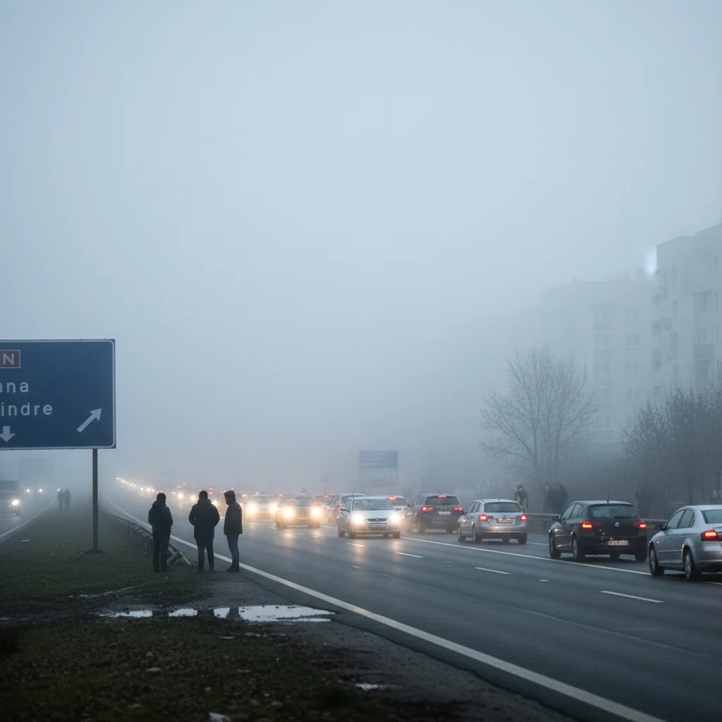 Ceață densă în București: trafic îngreunat pe autostrăzile din jurul Capitalei