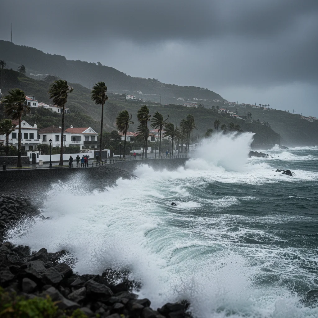 Cod roșu de vânt puternic, precipitații și agitație maritimă extremă în Madeira, Portugalia