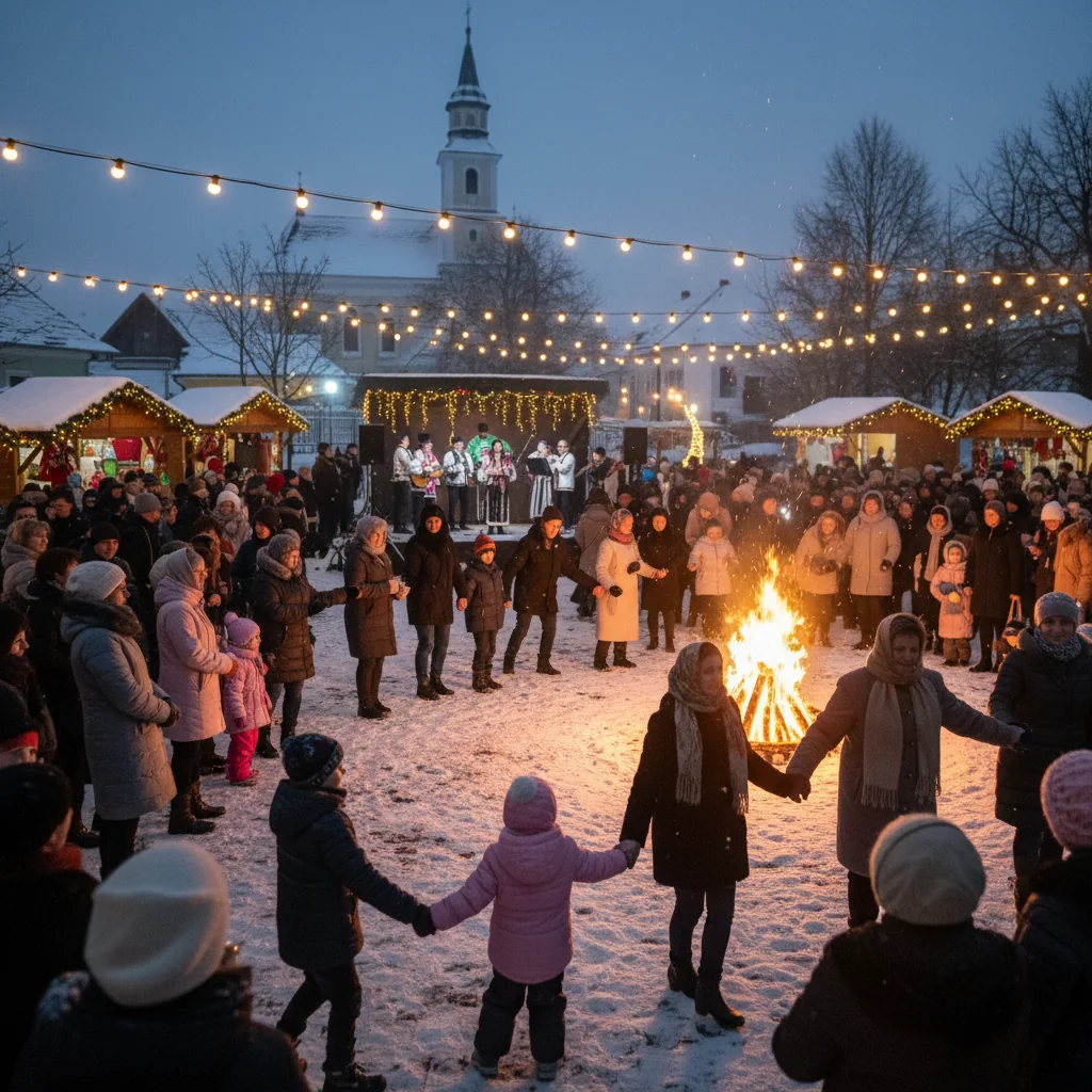 Comunitatea locală reunită la un eveniment festiv
