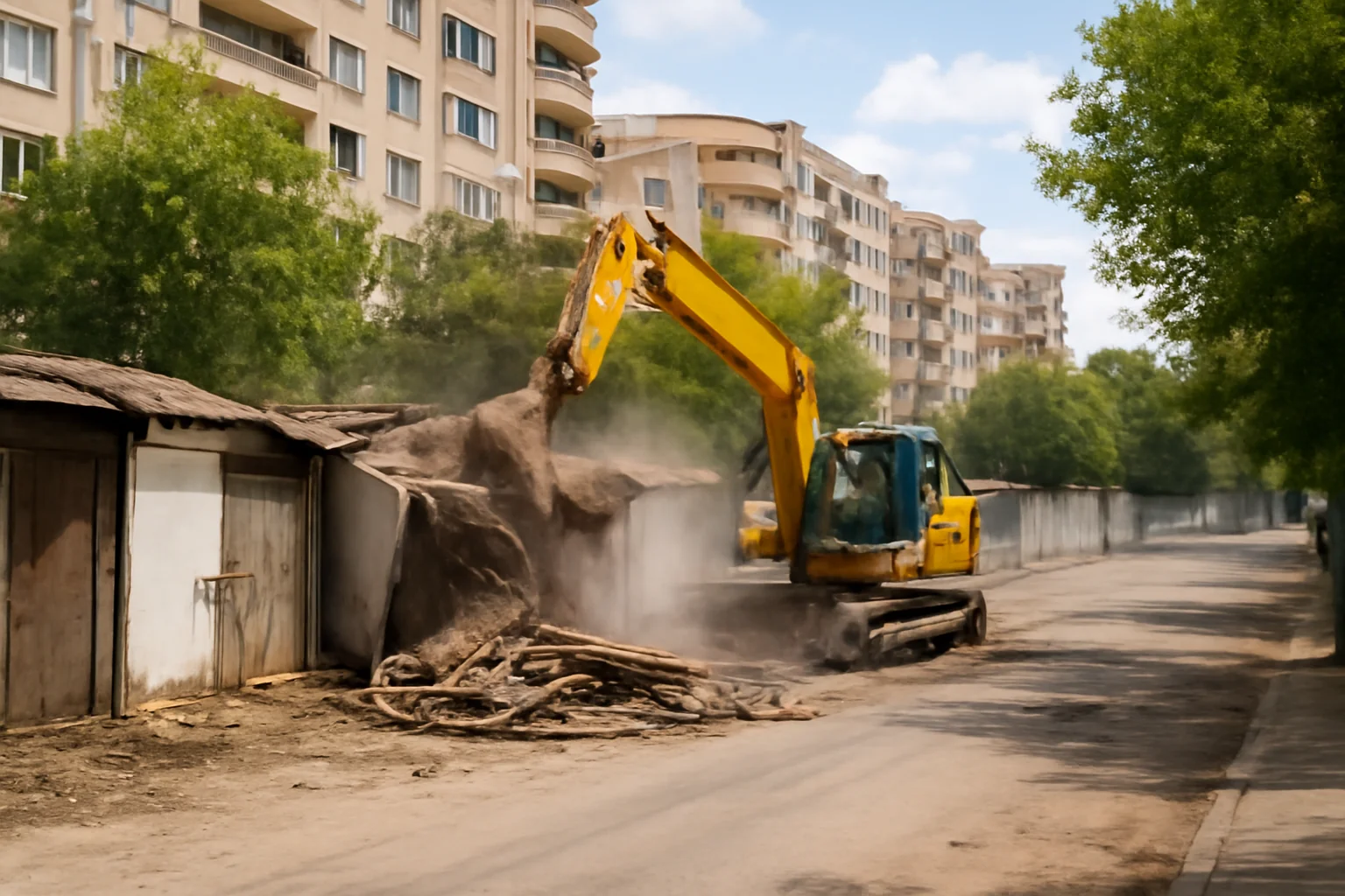 Demolarea Garajelor Ilegale de pe Strada Luigi Galvani în Sectorul 2 Eliberează Spațiul Public și Promovează Ordinea și Curățenia