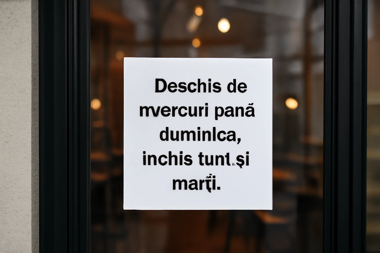 Deschis de miercuri până duminică, închis luni și marți