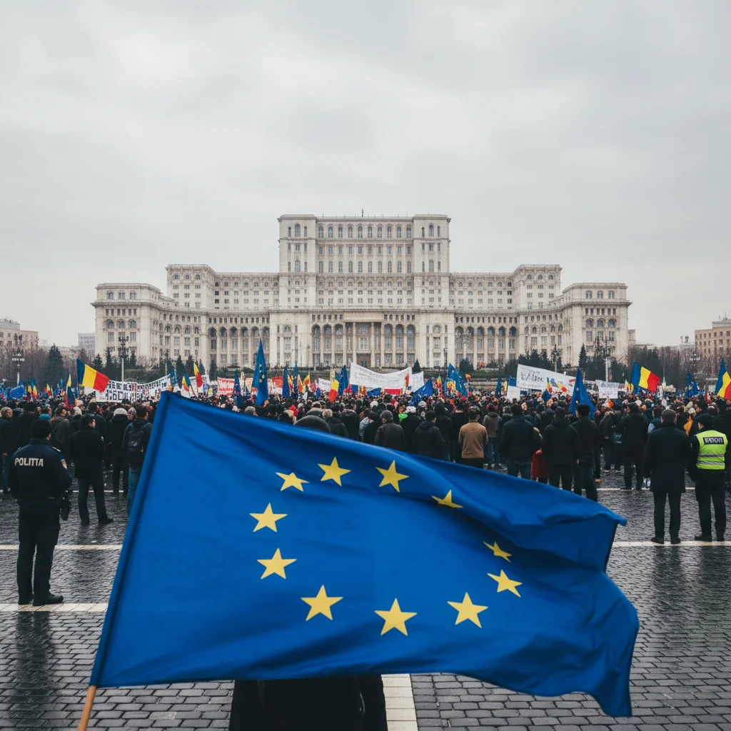 Drapelul Uniunii Europene va fi afișat la protestul din București din 6 martie 2026