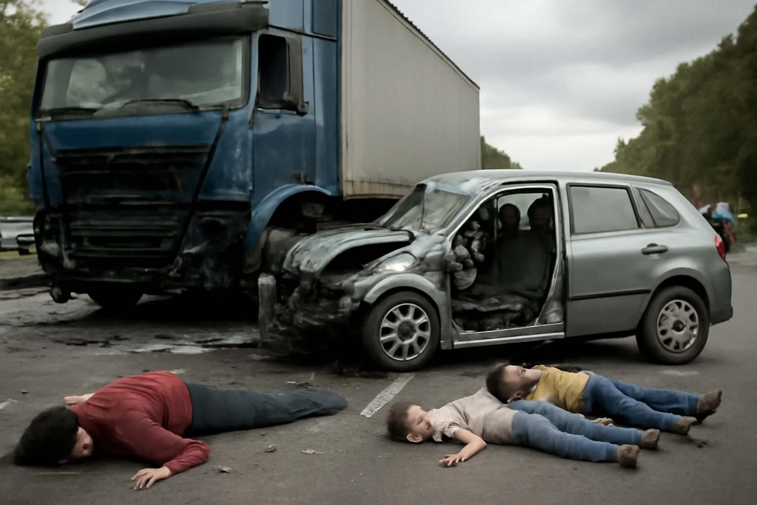 Femeie decedată și doi copii grav răniți într-un accident auto-TIR. Trafic blocat integral, se preconizează reluarea circulației la ora 18:30.