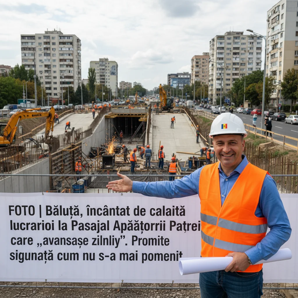 FOTO | Băluță laudă ritmul lucrărilor la Pasajul Apărătorii Patriei și garantează un nivel de siguranță fără precedent