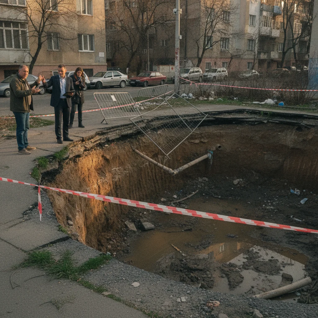 Groapă neacoperită de 3 luni într-o parcare din Sectorul 6