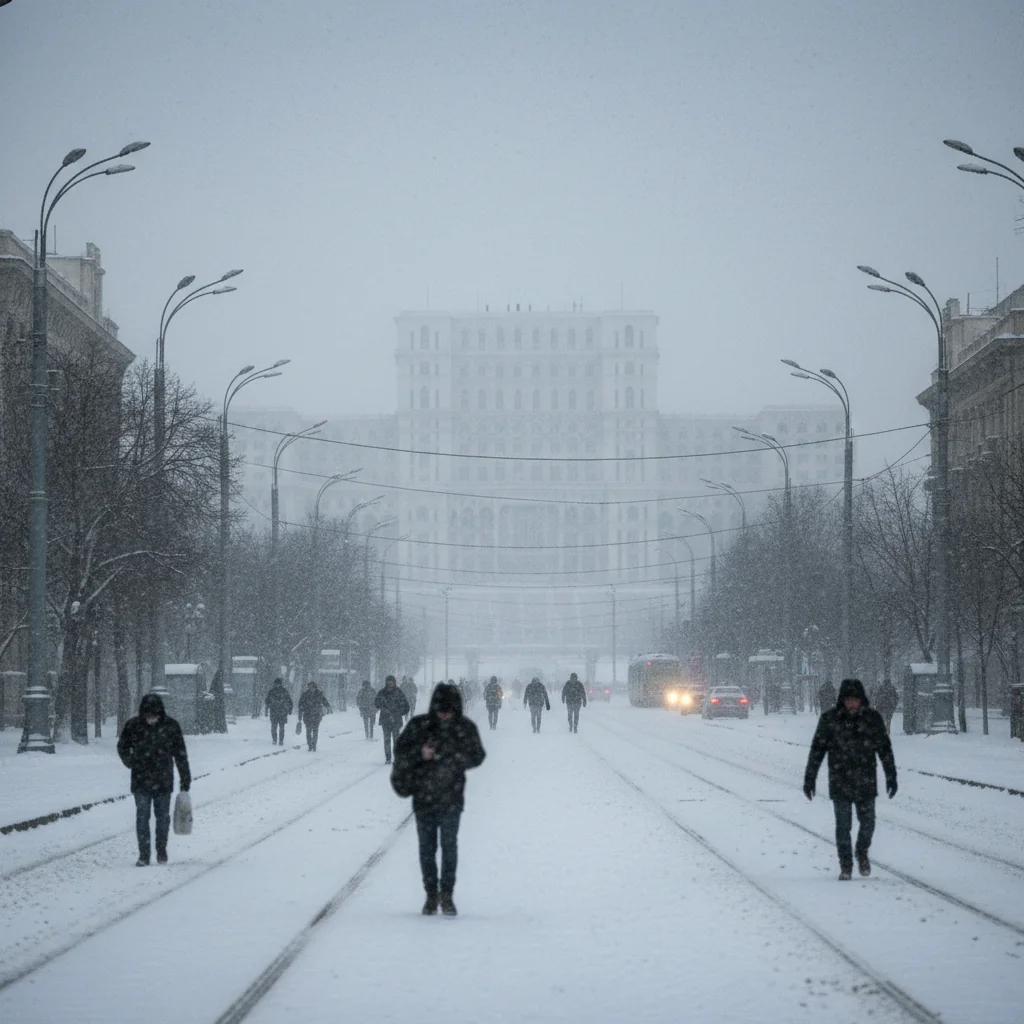 Iarnă extremă în București: Capitala paralizată de codul roșu de ninsoare