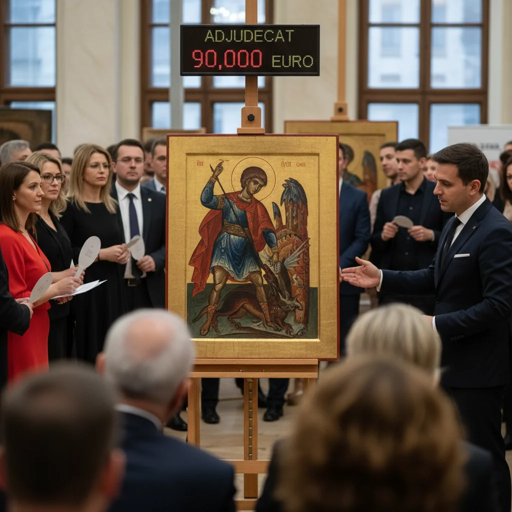 Icoană de Nicolae Grigorescu din tinerețe vândută cu 90.000 de euro la licitație locală