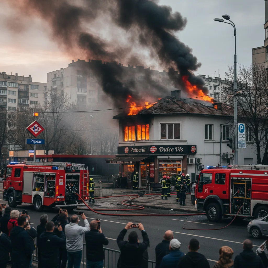Incendiu la o patiserie din București, lângă stația de metrou Pipera
