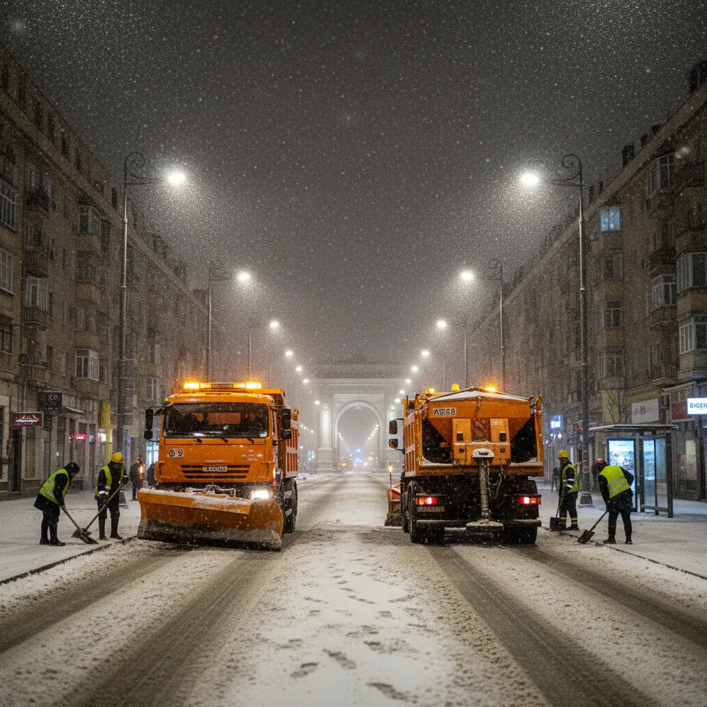 Intervenții nocturne de deszăpezire în Sectorul 2 al Bucureștiului, cu 55 de utilaje și 150 de operatori