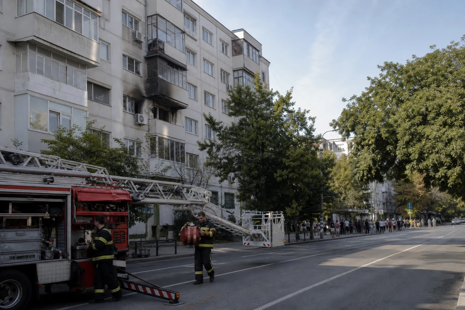 Foc la un balcon de pe Mihai Bravu. Patru persoane evacuate, fără victime
