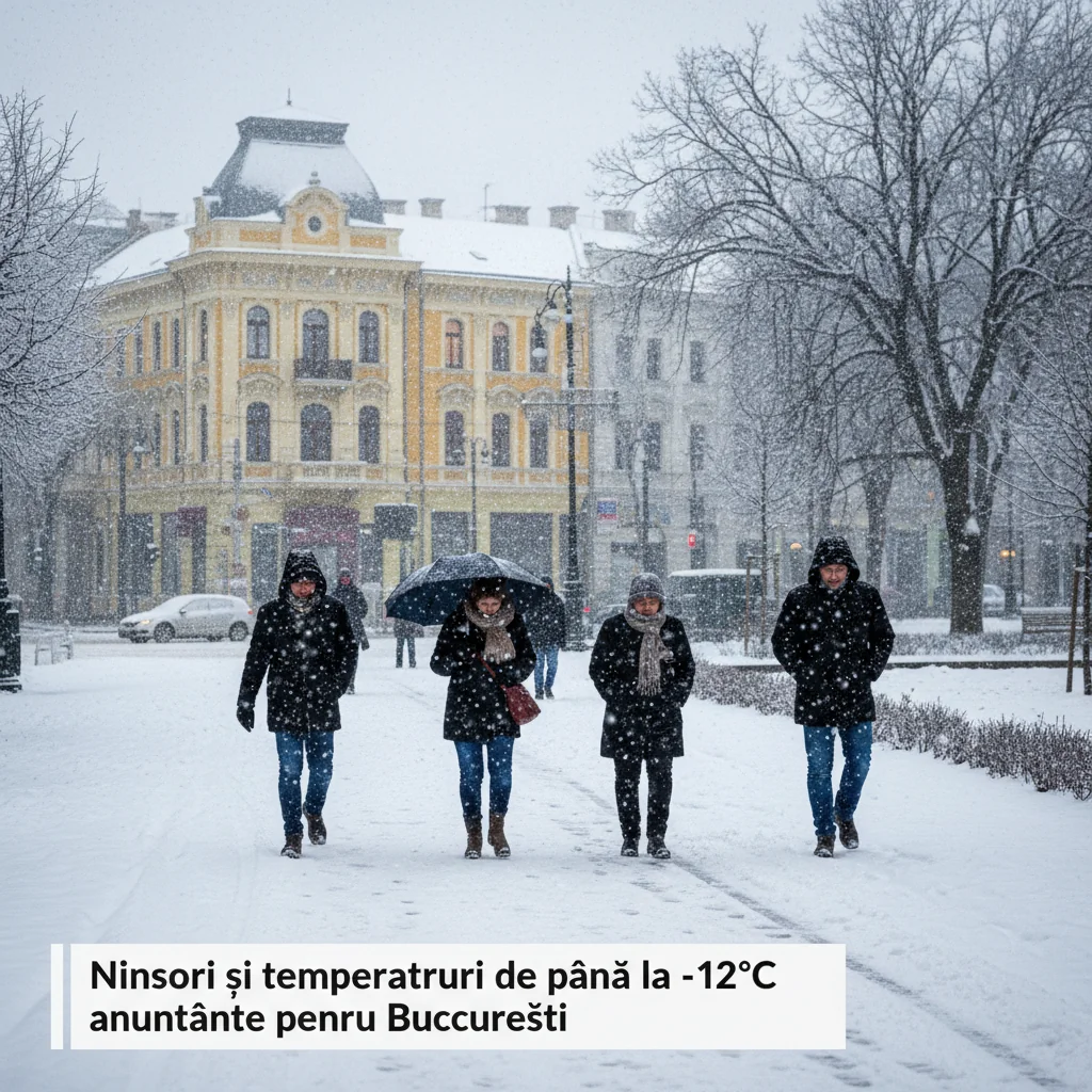 Ninsori și ger accentuat anunțate în București în prognoza specială ANM
