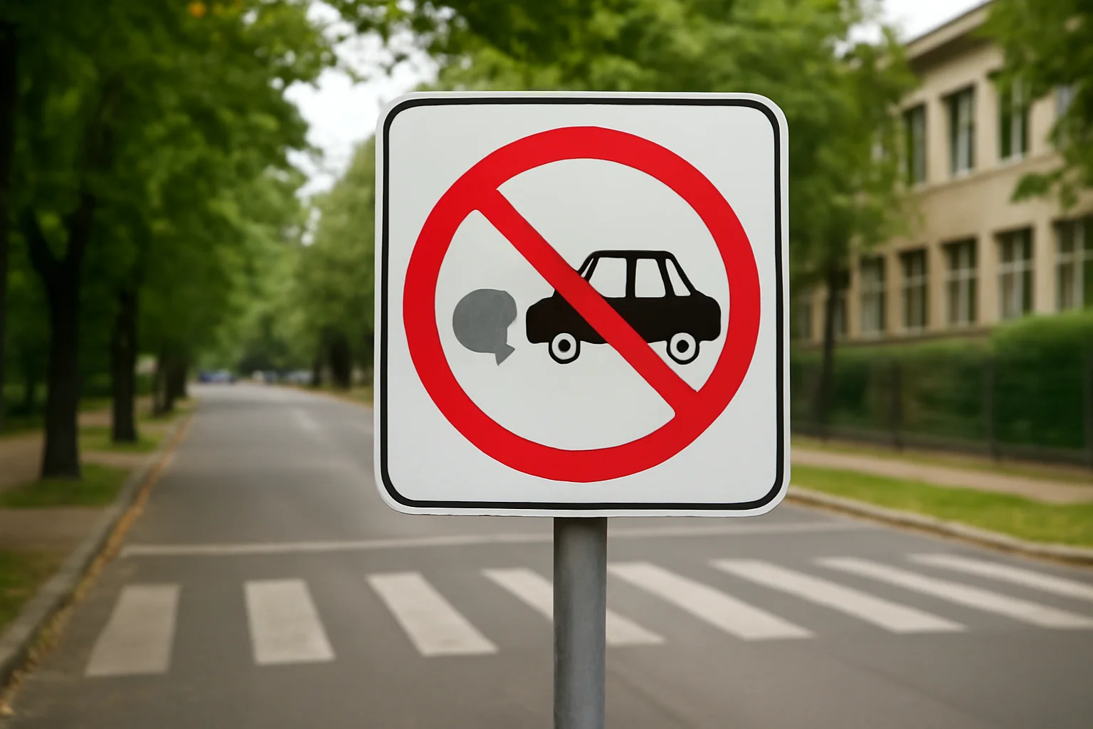 Oprește motorul! – Noul indicator rutier propus de Primăria Sectorului 2 lângă școli din București.