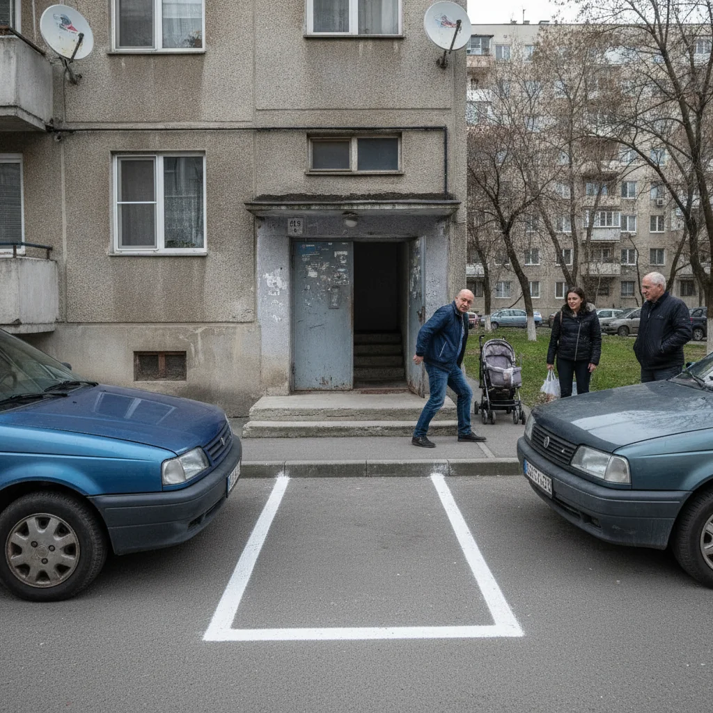 Parcare rezidențială blochează accesul la scară în Tineretului