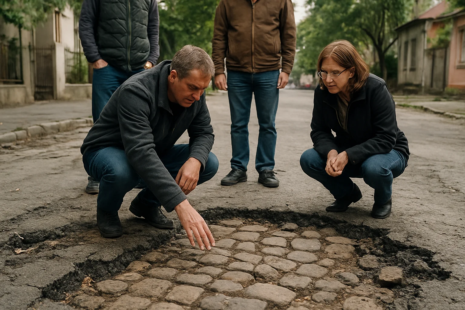 Pavaj antic din lemn, descoperit pe Strada Coloniei din București