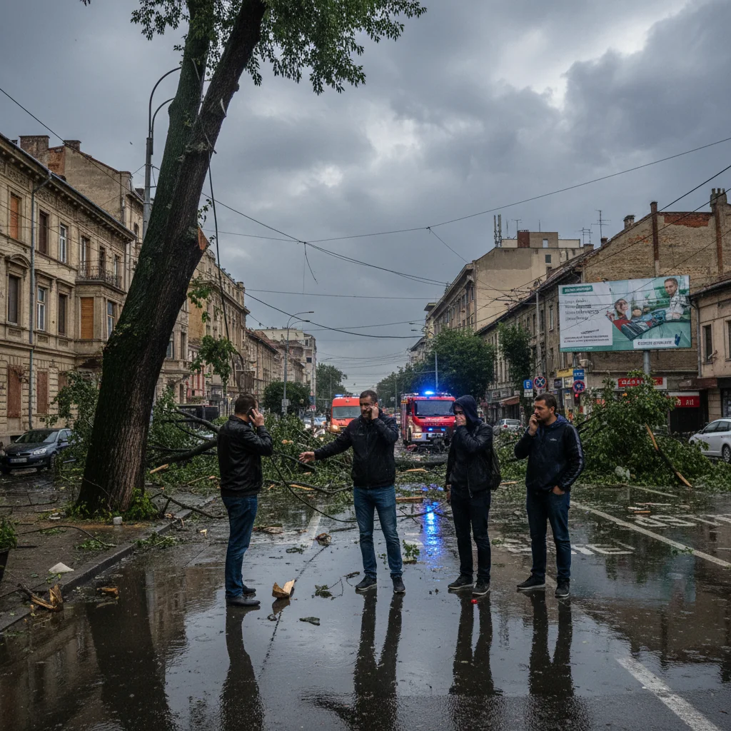 Peste 800 de apeluri la 112 după furtuna de la București din 9 iunie