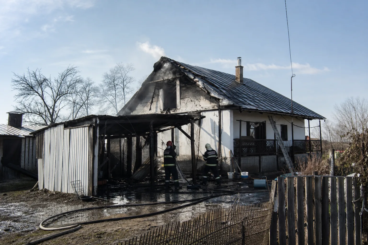 Piscu, Ciolpani: incendiu la casă și anexă, stins pe o suprafață de 100 mp