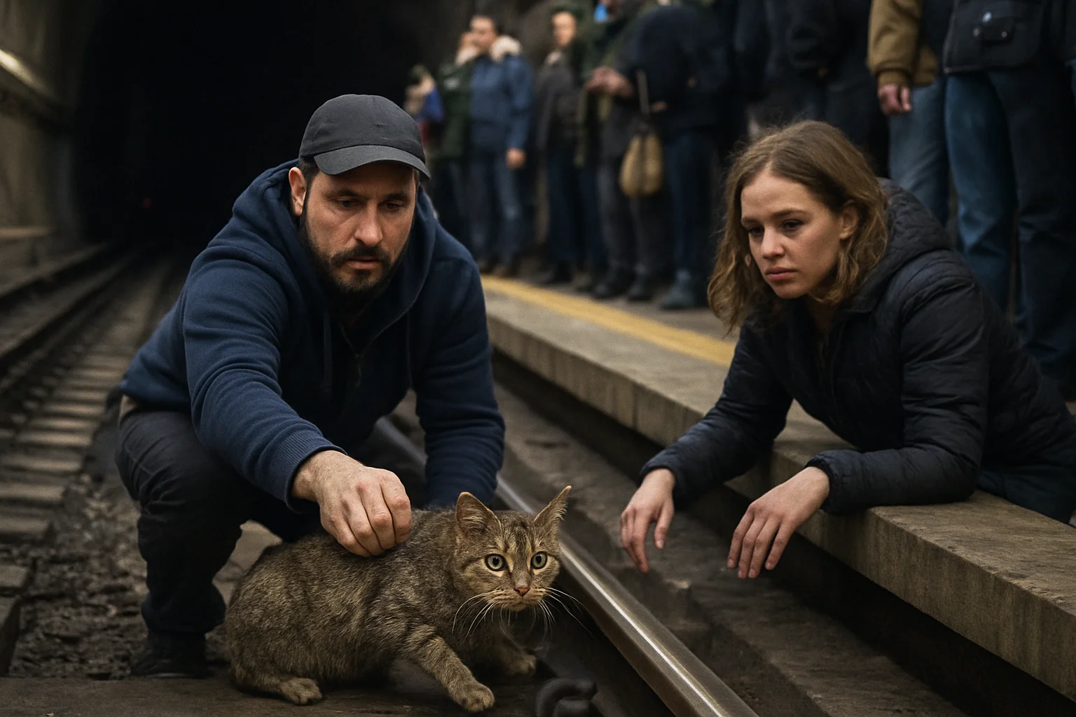 Pisica blocată la metrou Politehnica, salvată după cinci zile