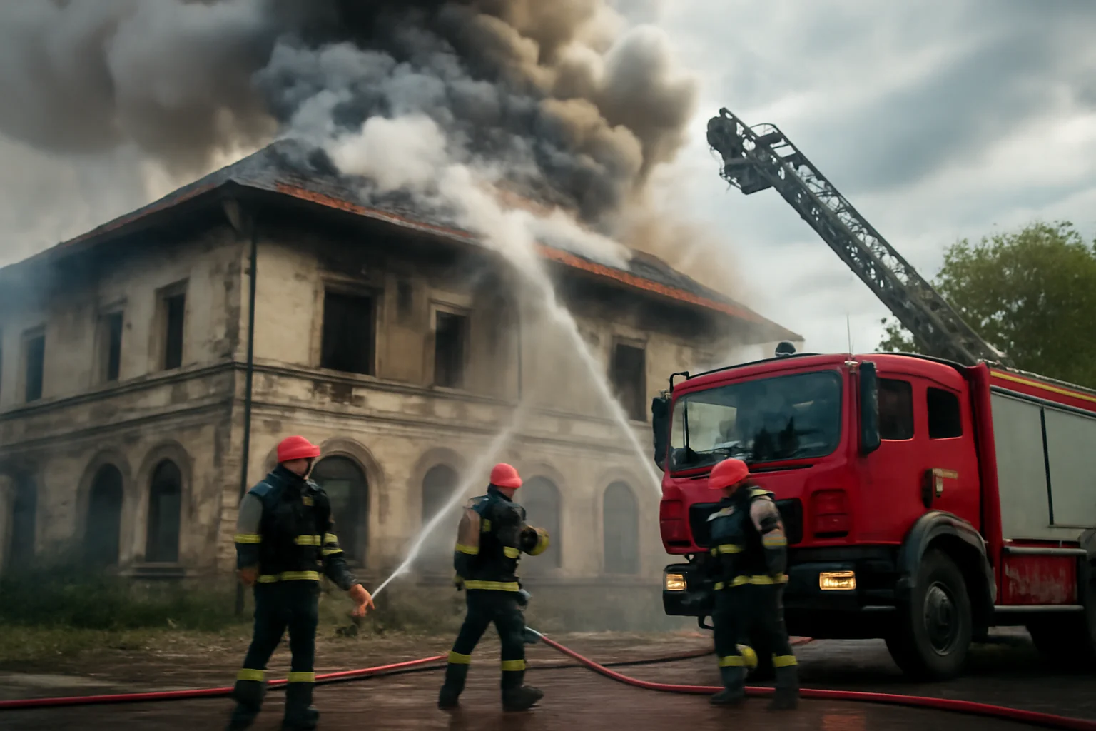 Pompierii Intervin Intens la Fostul Restaurant-ISUBIF Alerta