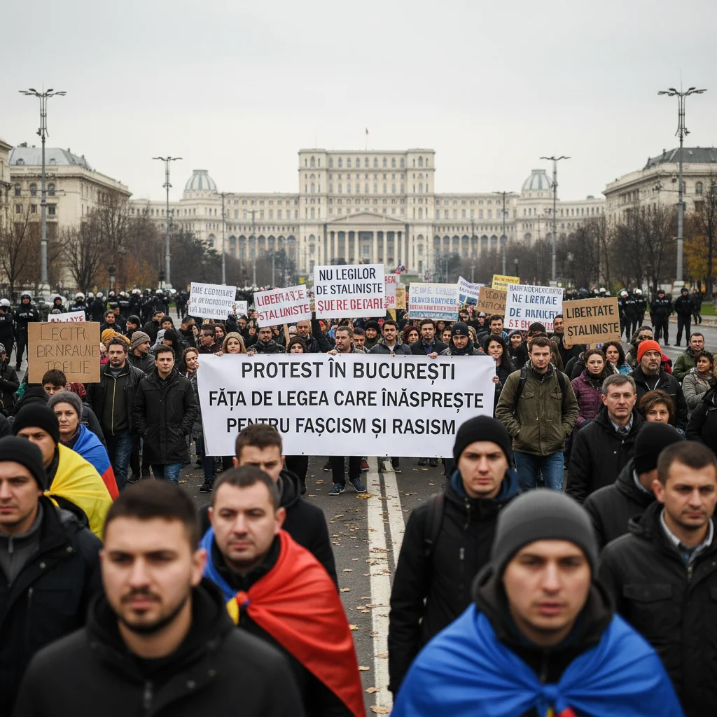 Protest în București față de legea care înăsprește pedepsele pentru fascism și rasism