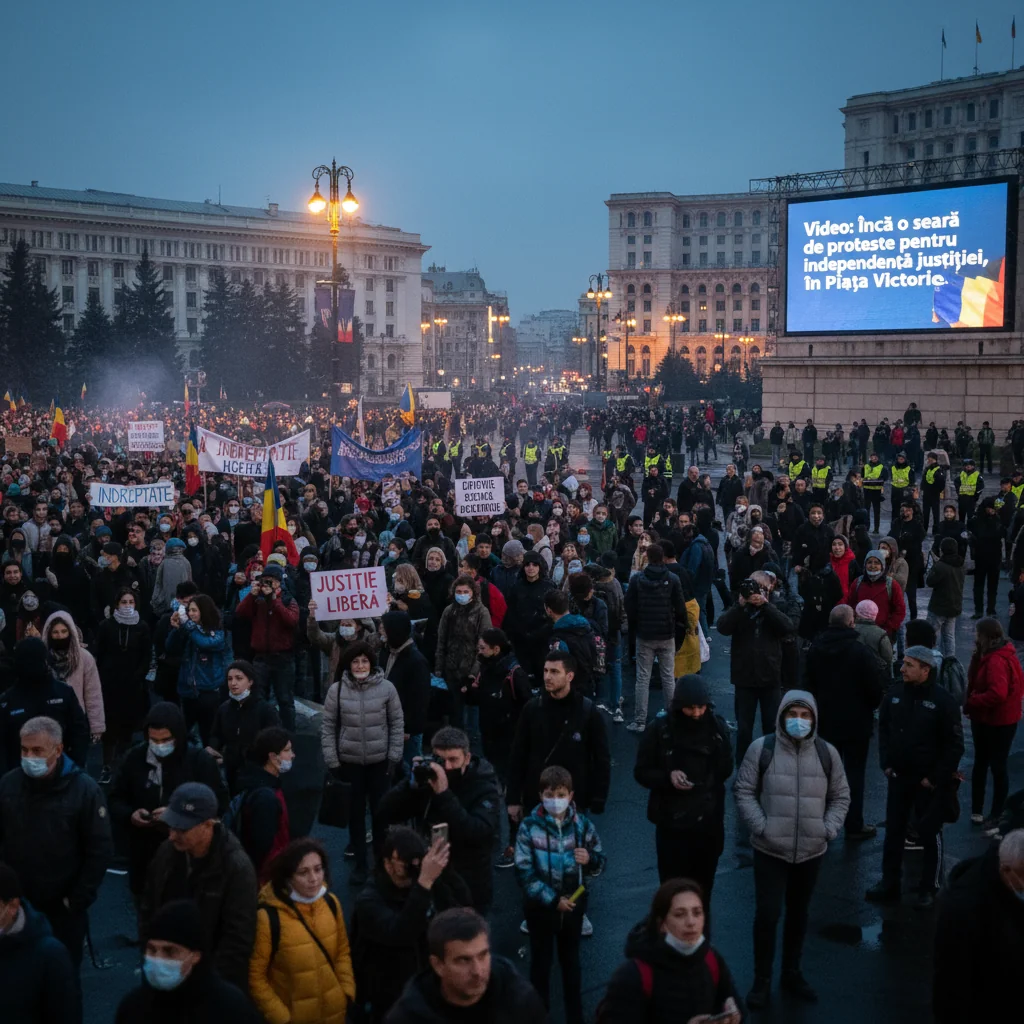 Proteste pentru independența justiției continuă în Piața Victoriei, încă o seară de demonstrații