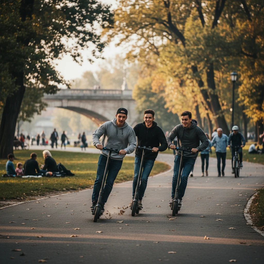 puști teribiliști pe trotinete în parcuri București