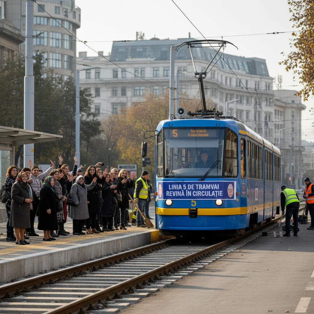 Reluarea circulației pe linia 5 de tramvai din București, programată pentru martie 2026