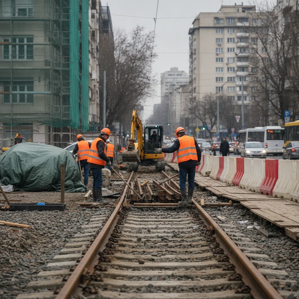 Stadiul lucrărilor la linia de tramvai Petricani