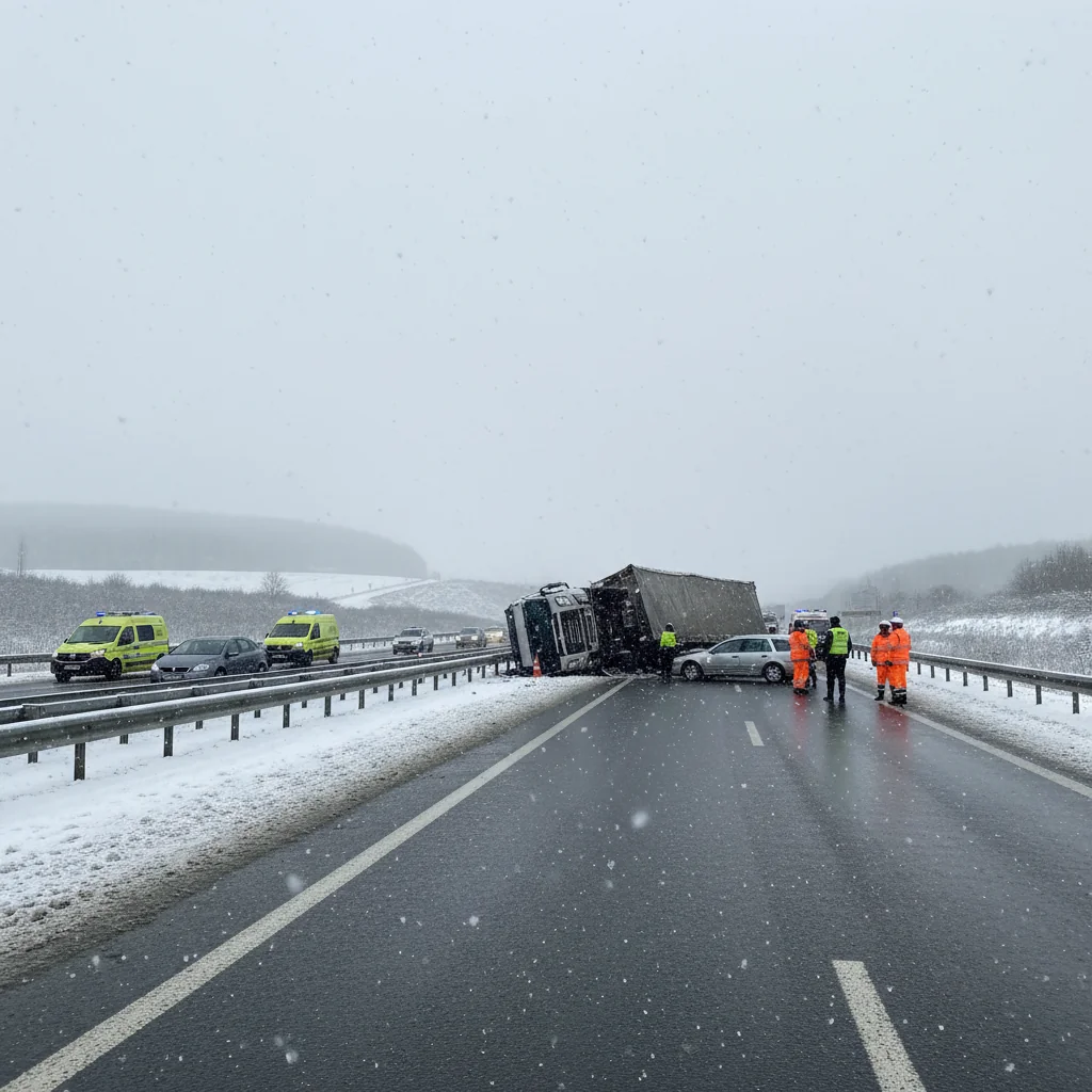 TIR derapat pe A3, pe sensul spre București, în noaptea de 10 spre 11 ianuarie