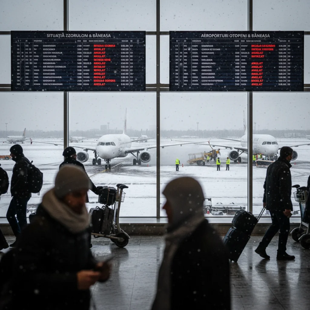 Trafic aerian menținut la București: zborurile de pe Otopeni și Băneasa se desfășoară conform programului în condiții de iarnă