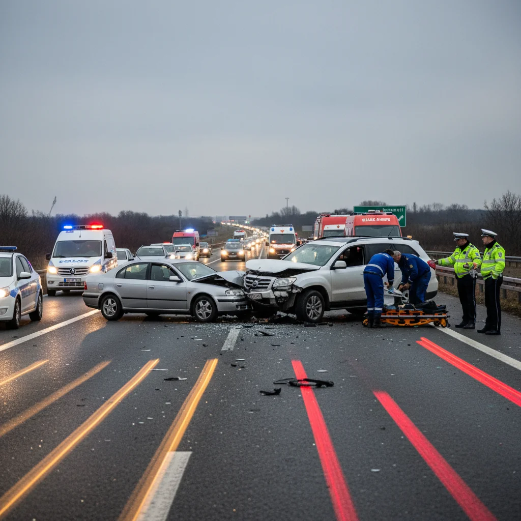 Trafic îngreunat spre București după un accident cu două victime pe A1, în zona Uliești