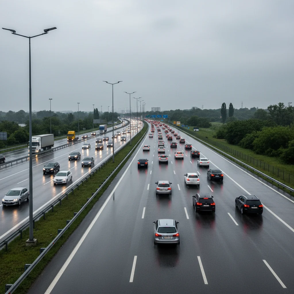 Trafic pe carosabil umed pe autostrăzile din București în dimineața de 28 februarie