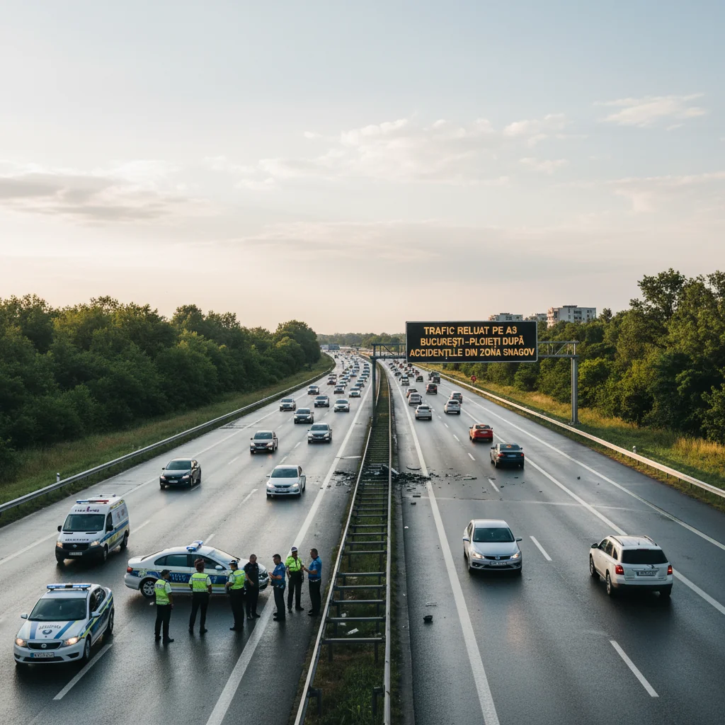 Trafic reluat pe autostrada A3 în București, după două accidente succesive în zona Snagov