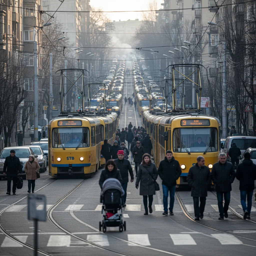 Tramvaiele blocate pe Șoseaua Viilor, zeci de metri de coadă