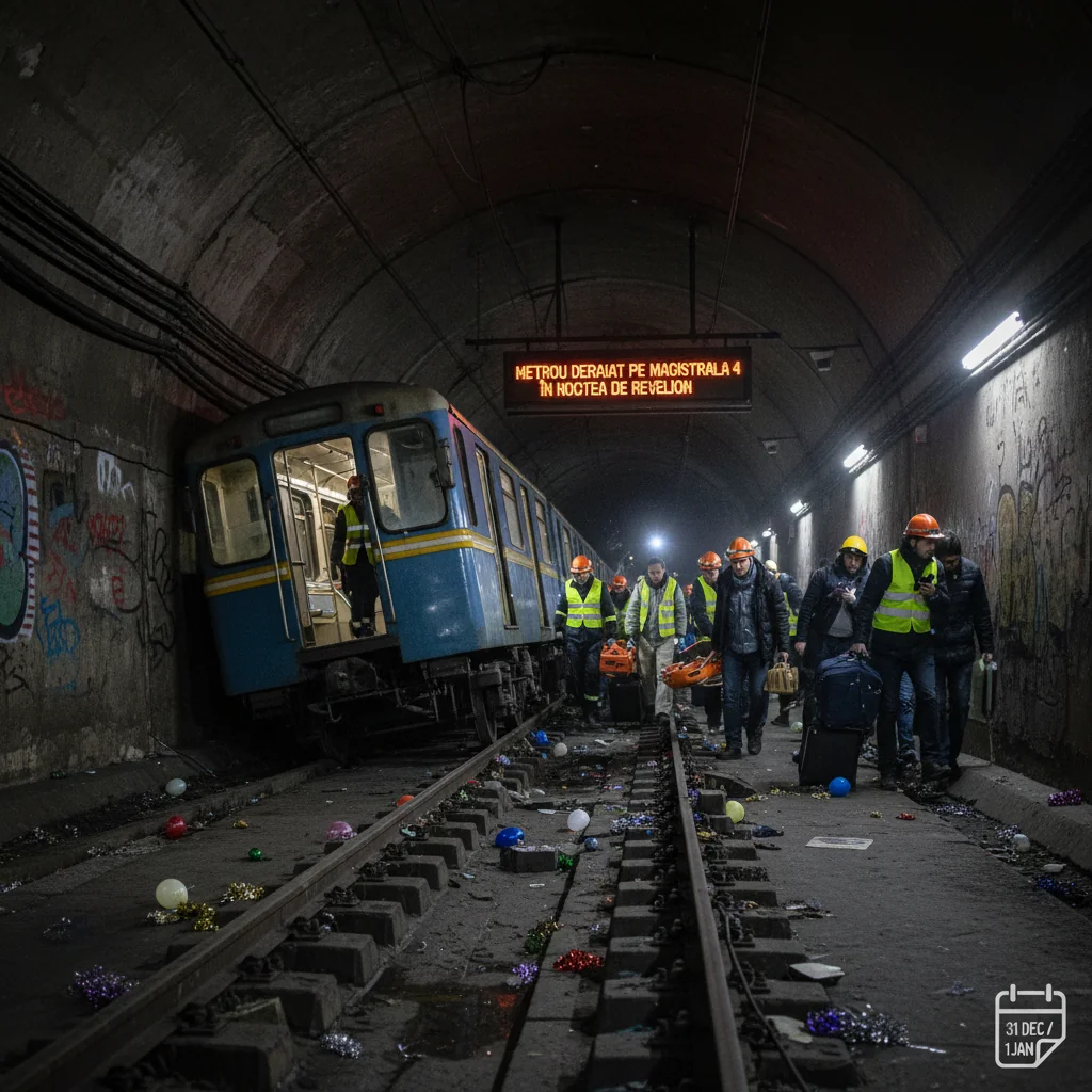 Tren de metrou deraiat în noaptea de Revelion pe Magistrala 4 din București