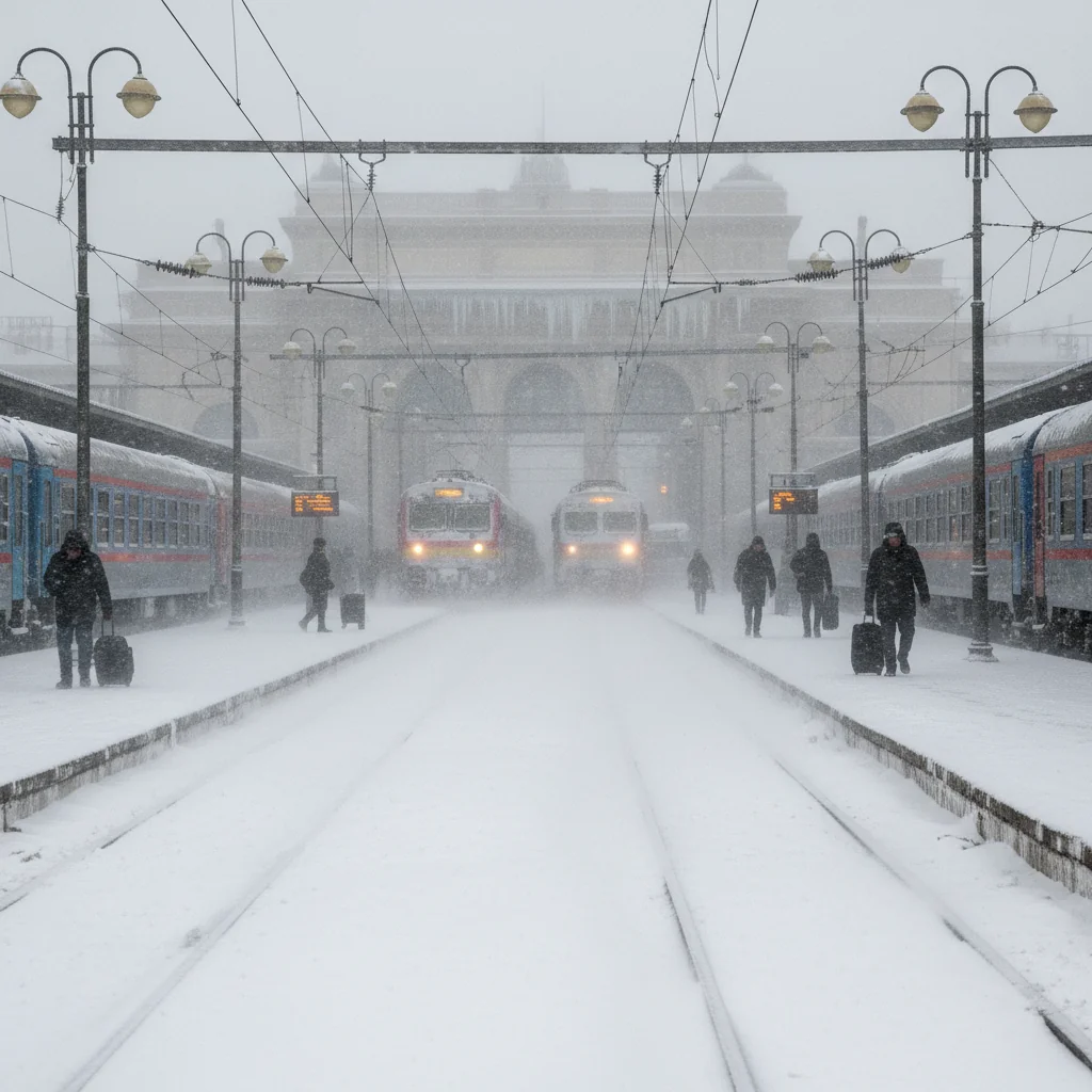 Trenuri cu întârzieri mari în Gara București Nord din cauza ninsorii și viscolului