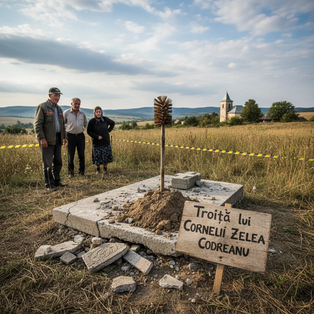 Troița lui Corneliu Zelea Codreanu vandalizată și înlocuită cu o perie de WC