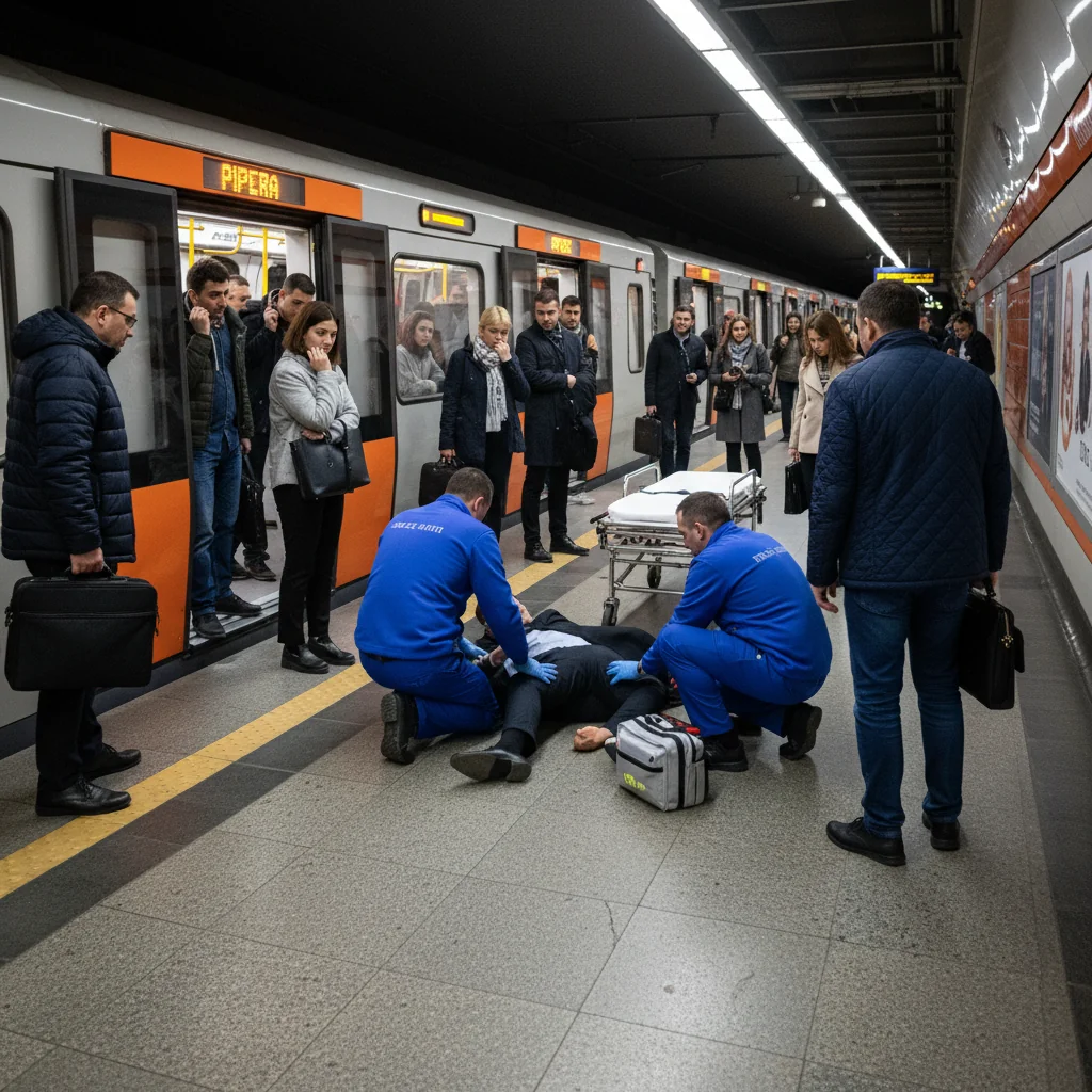 Urgentă medicală la metrou, bărbat căzut pe M2 Aurel Vlaicu