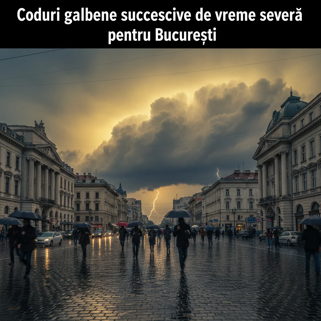 Val de avertizări meteo la București: trei coduri galbene succesive de vreme severă